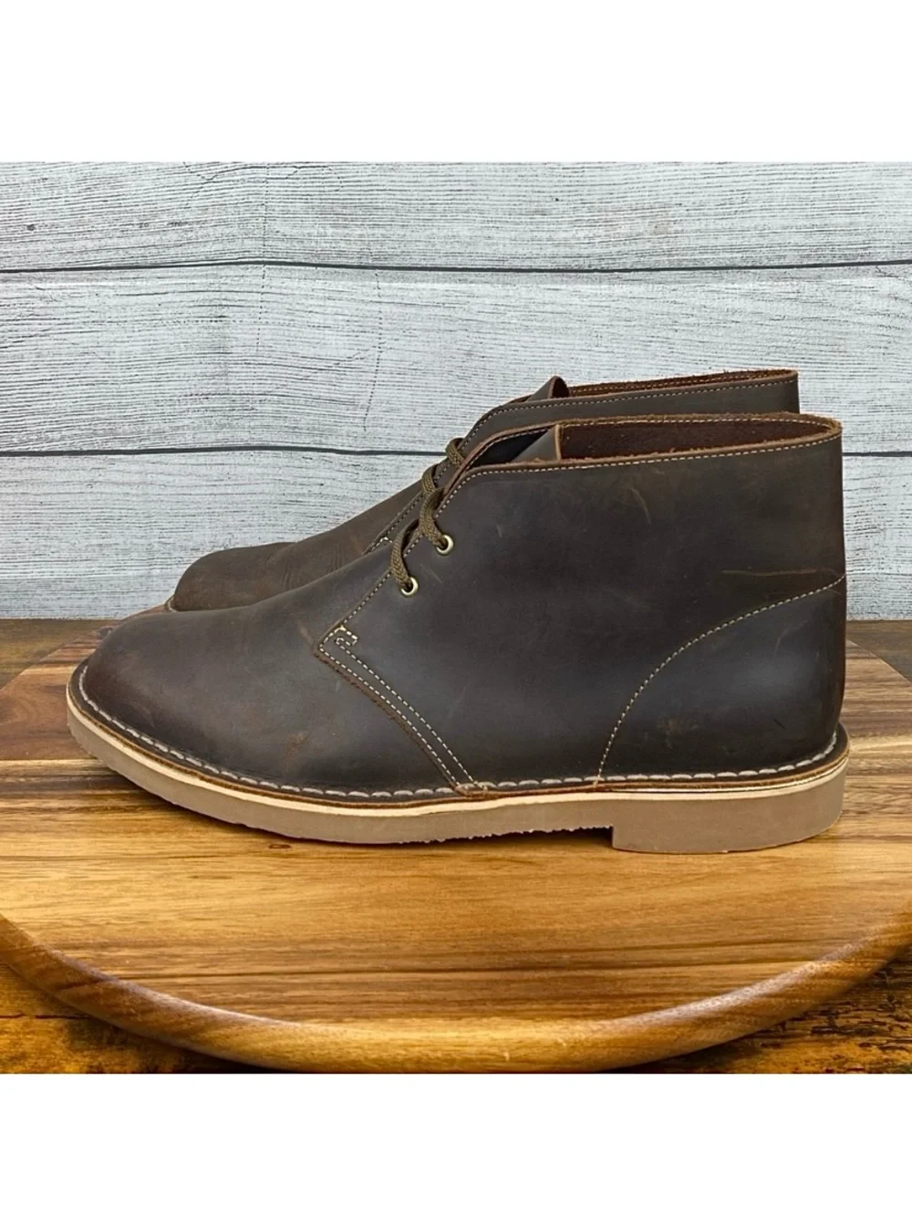 Clarks Shepton Chukka Boots Beeswax Dark Brown Leather Men’s Shoe Size 12 M